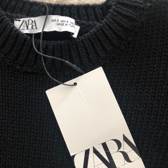 NWT Zara Heavy Knit Ruffle Sleeve Black Mini Dress - Picture 5 of 6